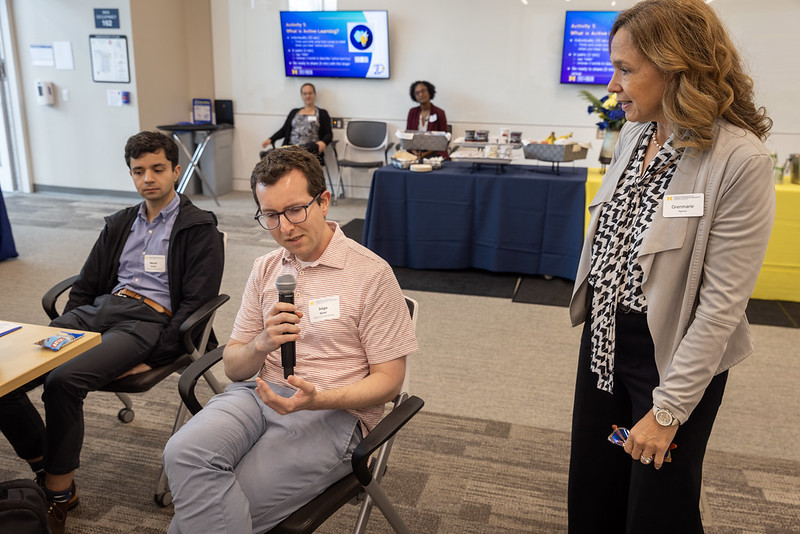 CRLT-Engin faculty member talking in a microphone