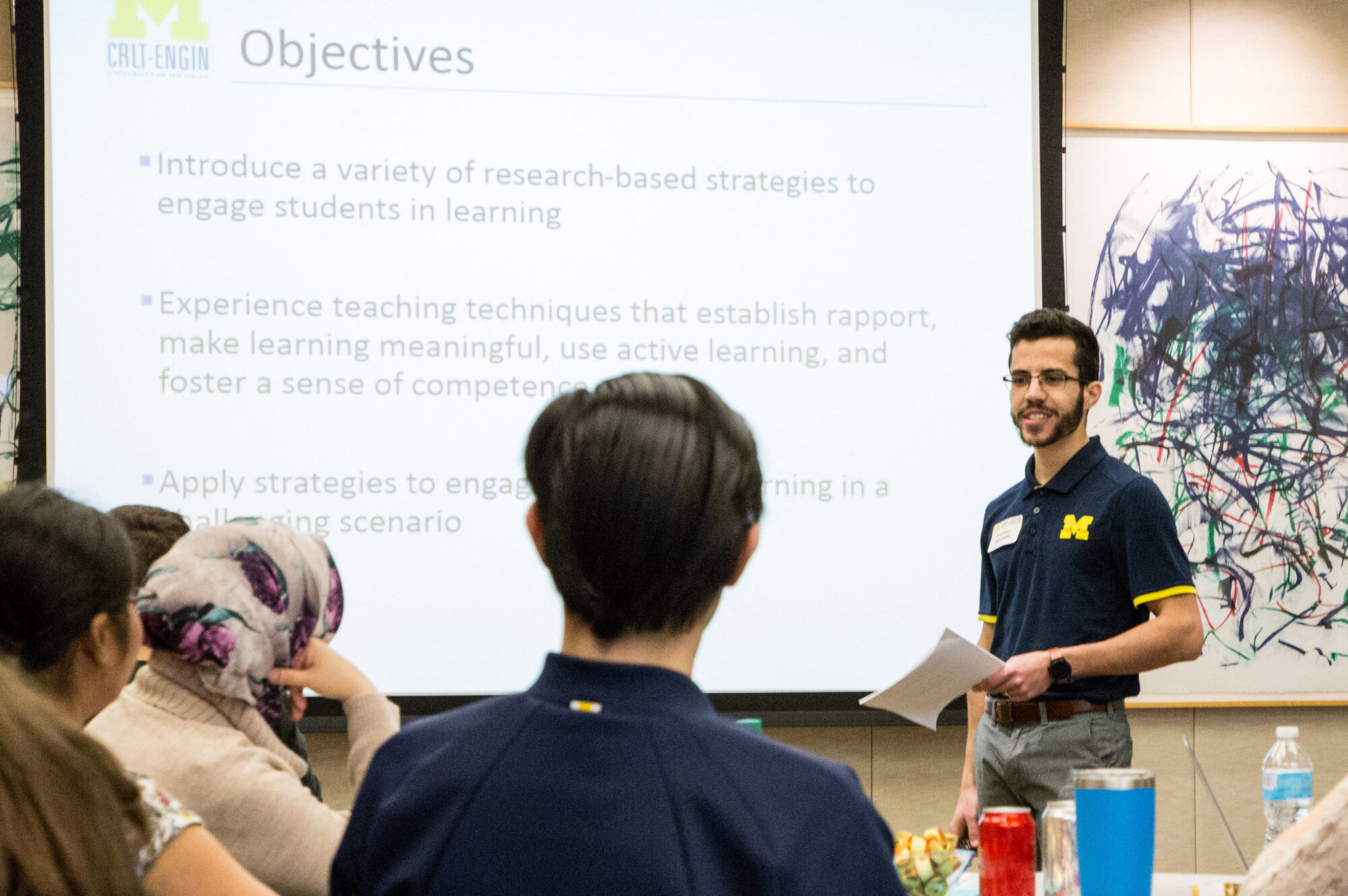 GSI's listening to training presentation on how to engage with students when teaching