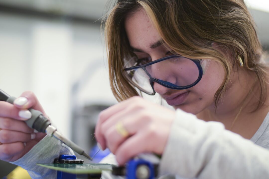 student working in lab
