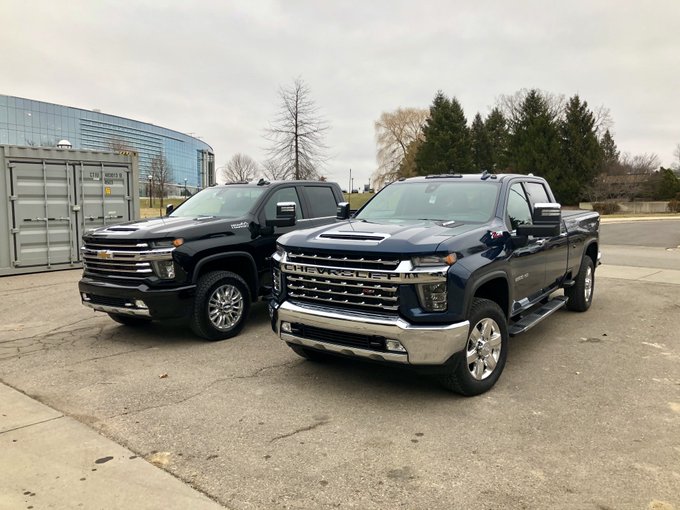 Picture of Chevy Silverados used by Student Teams